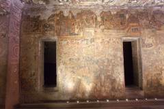 Ajanta Cave 2, hall, right wall. Left of left cell: Ruru. Right of left cell: Vidhura  (#16, #37, Schlingloff 2013, vol. I, 95, 166-68)